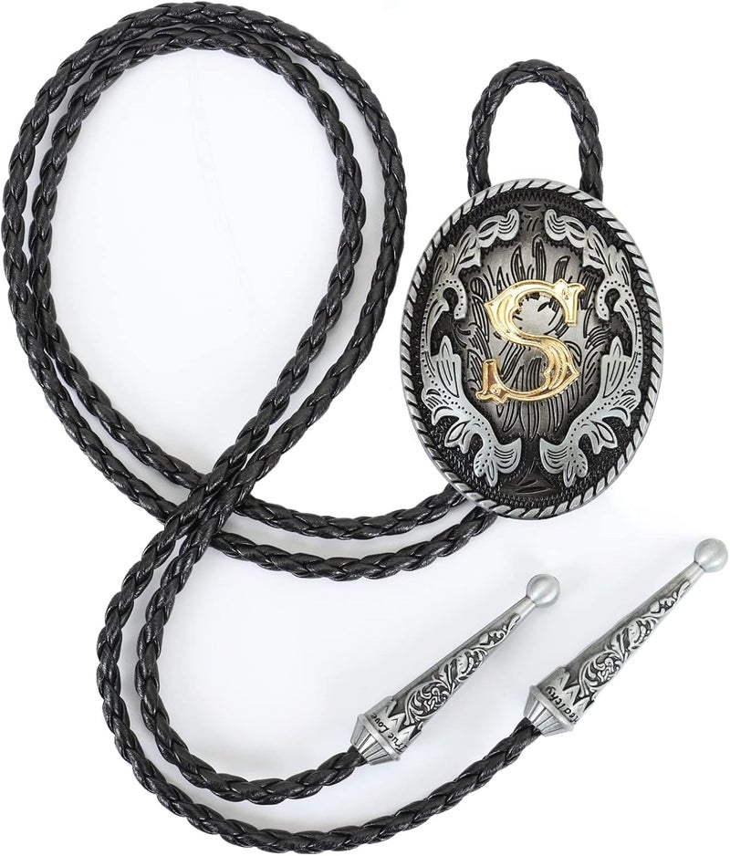 Wentur Bolo Tie for Men - Western Bolo Ties Alphabet Initial Letter ABCDJMR to Z - Western Cowboy Bolo Tie for Women Cowgirl - Image 1